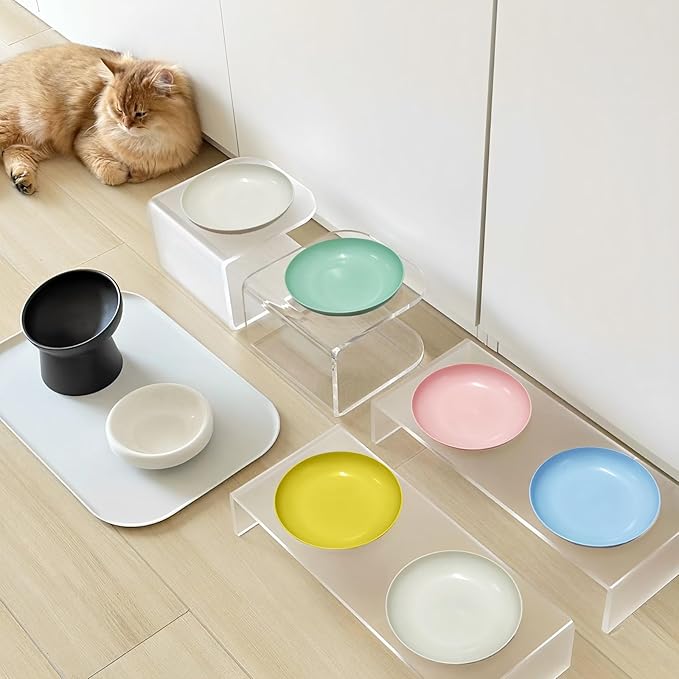10 Pcs Cat Food Bowls for Whisker Fatigue Relief, 5.7 Inch Cat Dishes for Food and Water, Wheat Straw Kitten Bowls for Indoor Cats, Wide Shallow Small Pet Dishes Plates