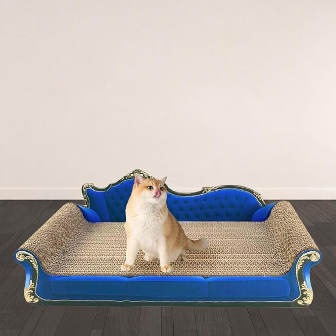Cat Scratcher Sofa Bed Cat Scratching Board Home Furniture Protector Pet Bed Scratching Mat for Cats, Royal Blue