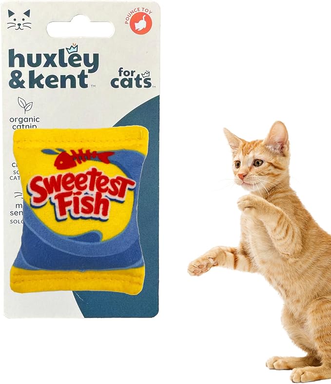 Huxley & Kent Plush Cat Toy - Interactive Catnip Toy for Cats & Kittens - Soft with Crinkle & Catnip - Fun Indoor Play - Sweetest Fish