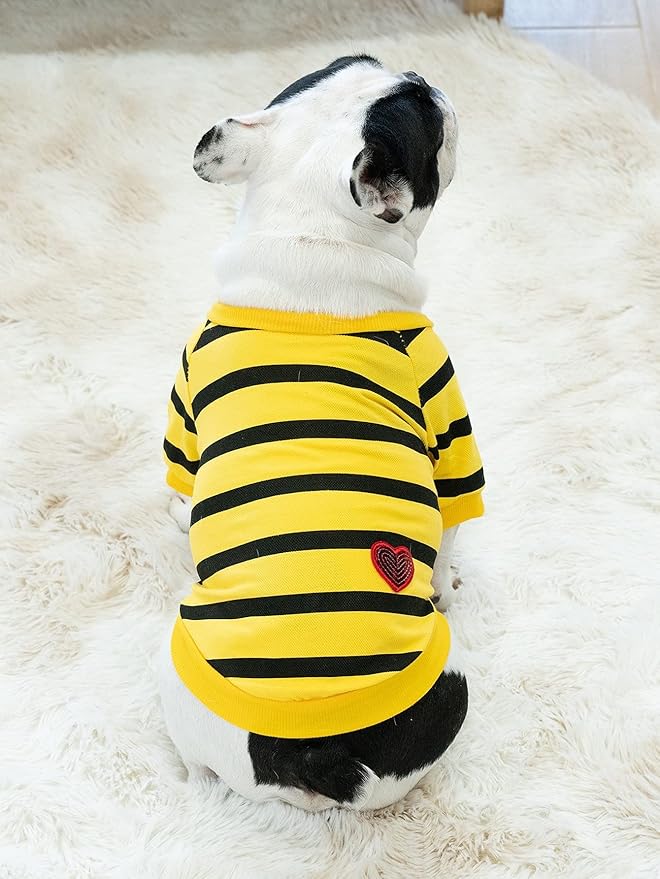 French Bulldog Striped T Clothes T-Shirt for Medium Dogs Tee Shirts for Boston Terrier Pitbull Bichon Spring Summer XS Puppy Apparel, XS, Pack of 2