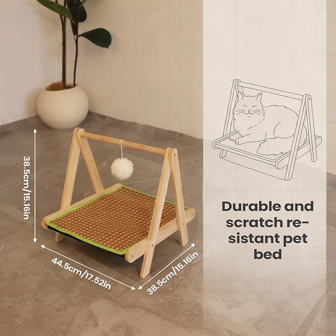Cat Scratching Bed - Pet Lounger with Teaser Ball, Durable Scratch Pad and Resting, Cat Furniture | Engaging Play Exercise Climbing Sleeping Center for Indoor Outdoor Cats