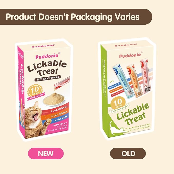 Lickable Cat Treats, High-Meat Puree, Grain & Gum Free, High Protein, No Additives, 0.5oz Tubes (Pack of 10)