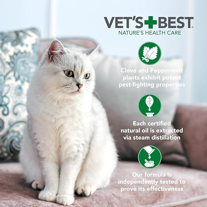 Vet’s Best Flea and Tick Repellent Collar for Cats, Plant-Based Flea and Tick Prevention Collar with Natural Oils, Adjustable Cat Collar Up to 20 Inch Neck