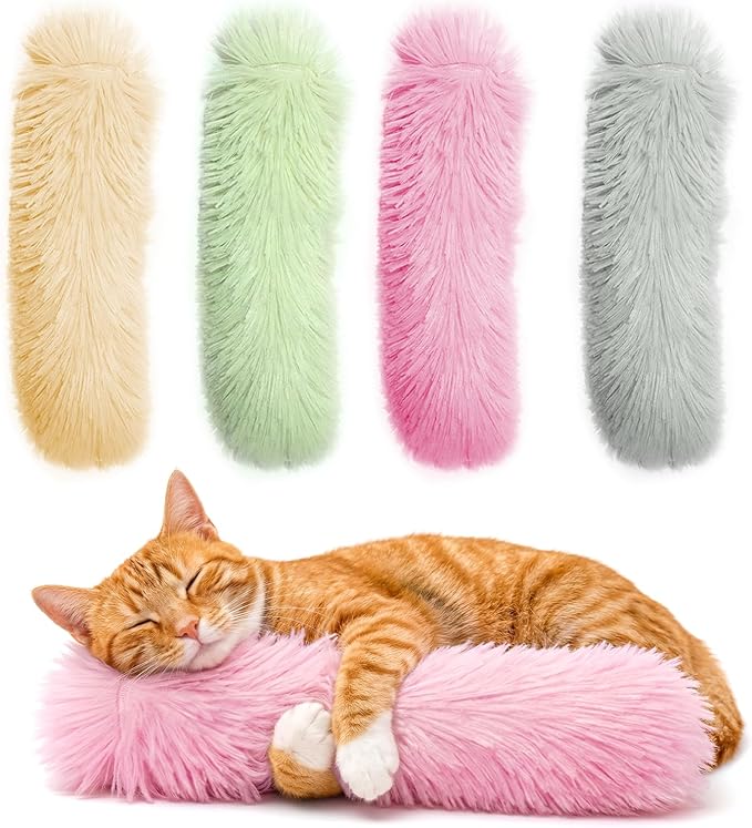 Catnip Cat Toys 4 Pack, Soft Cat Pillow Kicker Toys with Crinkle Sound, Interactive Cat Plush Toys for Indoor Cats and Kittens