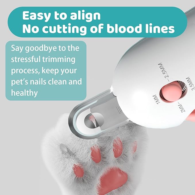Cat Nail Clipper, Adjustable 3 Size Trimming Hole & Hidden Nail File, for Kittens & Indoor Cats, Anti-Splash Claw Cutter (Pink)