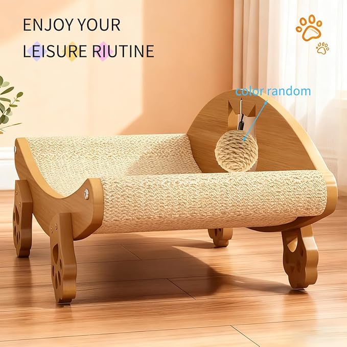 Cat Scratcher Bed, Cat Scratch Pad, Elevated Scratching Lounger, Kitten Scratching Board, Sisal Scratcher Pet Supplies Puppy Bed for Sofa Carpet Floor Furniture Protector Indoor Sleeping