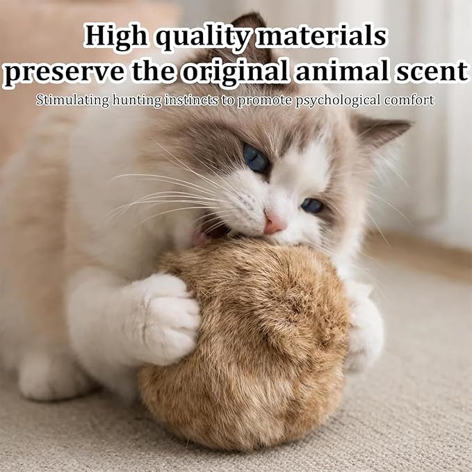 3 PCS Fake Rabbit Fur Ball Cat Balls, Fake Rabbit Fur Balls for Indoor Cats, Cat Kick Balls for Bunny Kicks and Interactive Play, Multi-Cat Household Rotation for Cats with Spiritual Motivation