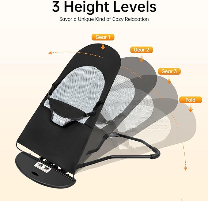 Pet Rocking Chair Solid Color Breathable Dog Bed Chair Portable Foldable Dog Cat Chair for Small Pets Weighing Less Than 33.07 lbs, 3 Levels Adjustable Height, Washable&Removable (Black)