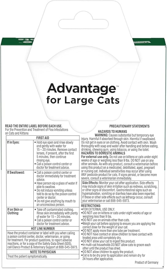 Advantage Topical Cat Flea Treatment and Prevention for Large Cats Over 9 lbs. | Apply Flea Drops Monthly | 2 Treatments (Pack of 2)