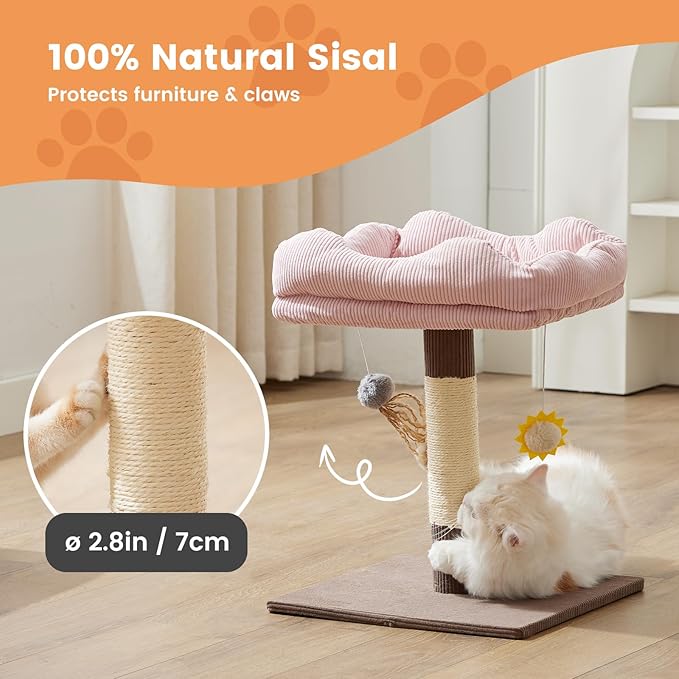 Gardner Pet 20" Cat Tree Corduroy, Solid Wood Small Cat Tree for Kittens & Indoor Cats (Brown, Square-Corduroy)