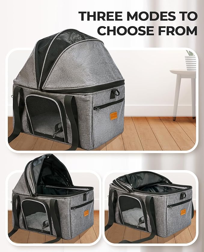 BurgeonNest Top-Expandable Large Cat Carrier, Soft-Sided Cat Bag for Medium & Large Cats Up to 25 lbs, Upgraded Small Dog Car Seat, Pet Travel Bag with Semi-Open Canopy