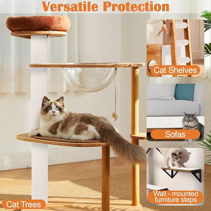 Cat Scratch Furniture Protector - 40" x 17" Trimmable Self-Adhesive Cats Claws Scratch Pads, DIY Cat Climbing Couch Protector for Scratch Post Cat Tree Replacement Indoor (Cream White)