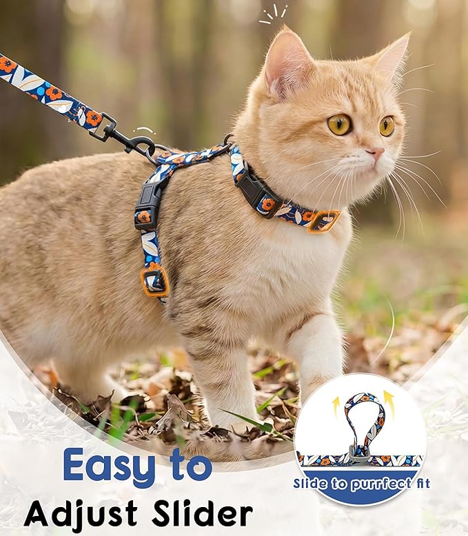 Halypet 2-Pack Cat Harness and Leash Set, Escape Proof 3-in-1 Adjustable Harness for Cats, Soft Lightweight, Easy On & Control for Walking, Travel & Outdoor Use, Small (Navy & Blue)