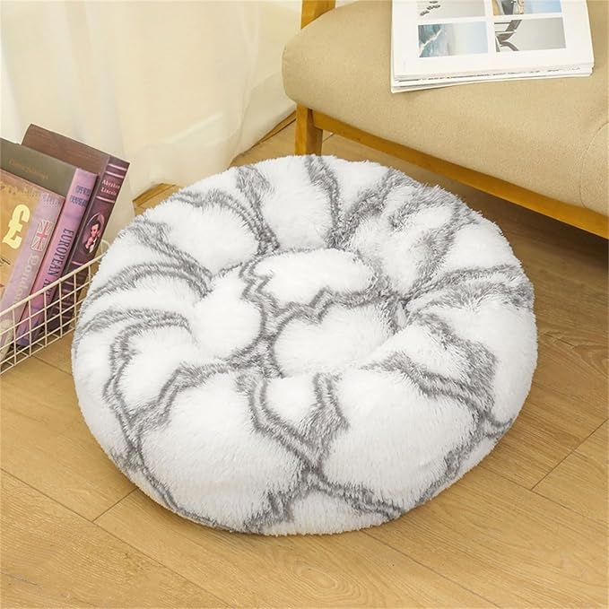 Thereisno Soft Handmade Pet Bed for Cat or Small Dog Detachable Round Bed for Fall Winter Indoor Sleeping Furniture Cat Bed