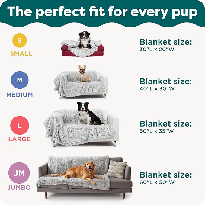 FurHaven Waterproof Throw Blanket For Dogs & Indoor Cats, Reversible Protective Pet Blanket, Medium, Long Faux Fur & Velvet, Gray