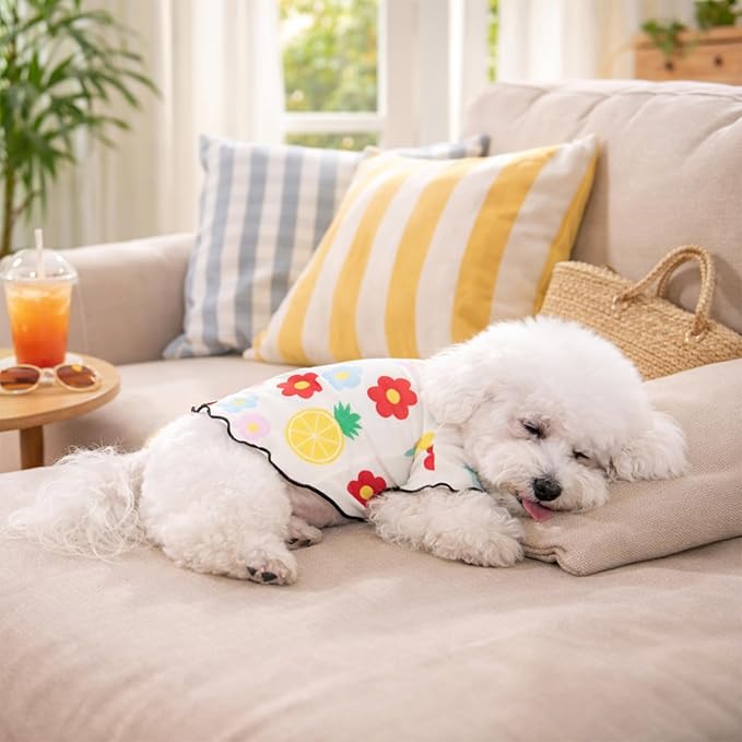 Winmany Dog Cooling Shirt for Small Dog Cat, Puppy Summer Sun Protection Stretchable Clothes, Quick Dry Breathable Pet Vest Outfit,Floral, X-Large
