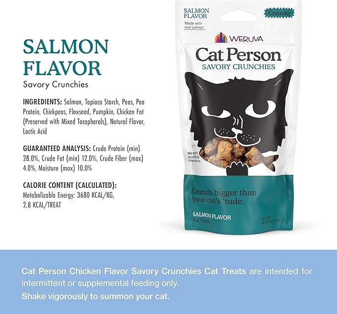 Cat Person, Salmon Savory Crunchies Cat Treats, 2oz Bag (Pack of 4)