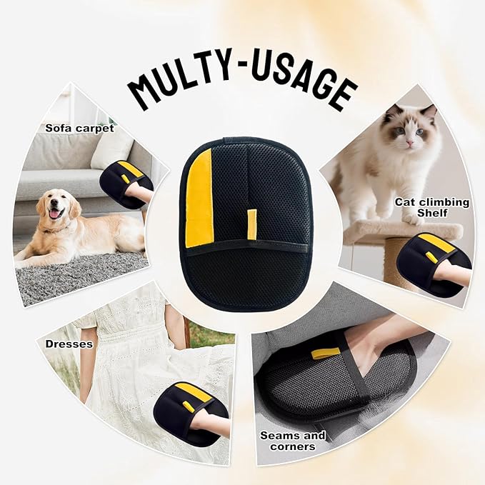 5PCS Pet Hair Removal Glove Set for Cats & Dogs, Newly Electrostatic Pet Hair Gloves, Reusable Cat Dog Grooming Gloves Magic Brush Pet Hair Remover Tool for Furniture Couch Carpet Car Seat Clothes