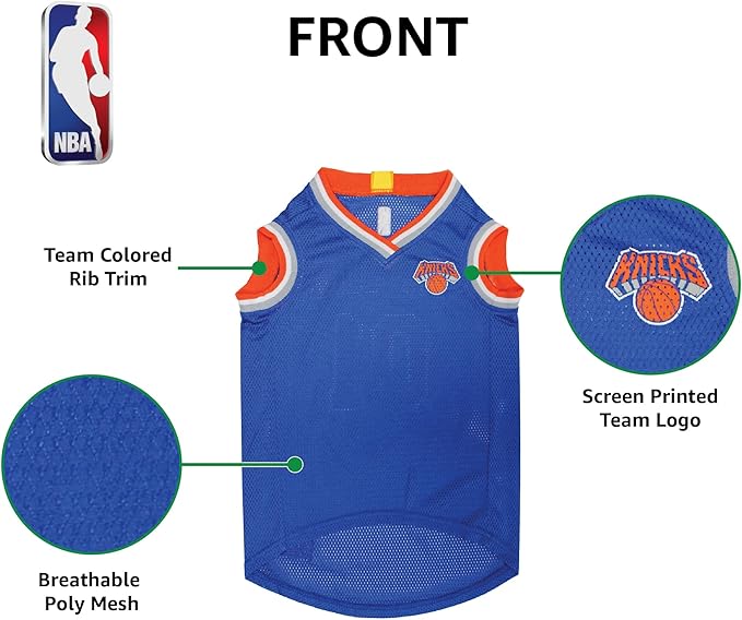 Pets First NBA NEW YORK KNICKS DOG Jersey, Small - Tank Top Basketball Pet Jersey