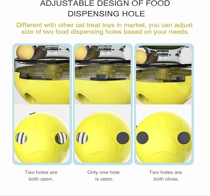 Interactive Cat Toy for Indoor Cats Wobble Treat Dispenser Ball Kitten Food Dispenser & Puzzle Feeder Balls & Enrichment Toys & Mental Stimulation Interactive Brain Game (Yellow)