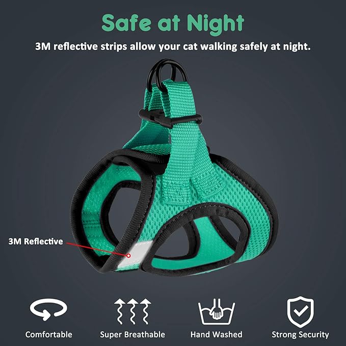 Cat Harness for Walking Escape Proof 2 Pack, Lightweight Kitten Harness, Easy Control Breathable Cat Vest with Reflective Strip (No Leash)