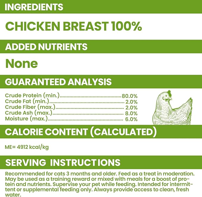 OPET Freeze Dried Cat & Dog Treats, Single Ingredient Chicken Bites for Cats & Dogs, High Protein Pet Training Treats (3.52 oz, Chicken)
