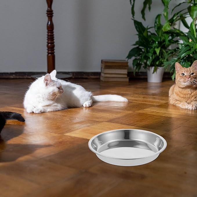 OUNONA 4pcs Stainless Steel Cat Bowls 22cm Multi-Function Metal Pet Basins Wear-Resistant Food Bowls for Household Kitten Feeding and Watering Supplies