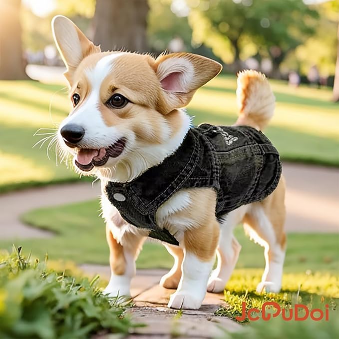 Dog Jeans Black Jacket Denim Pet Coat for Puppy Small Dogs Cotton Classic Overalls Male Cat Costumes Sleeveless Washed Vest Clothes Outfit T-Shirts Chihuahua,Yorkie,Teacup（X-Small）