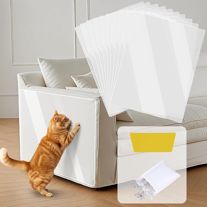 Anti Cat Scratch Furniture Protector, 14" Couch Protector from Cat Claws, Cats Couch Protector Couch Cat Scratch Protector Transparent Sofa Guard Shield Single Sided Sticky Tape, 20 Pack