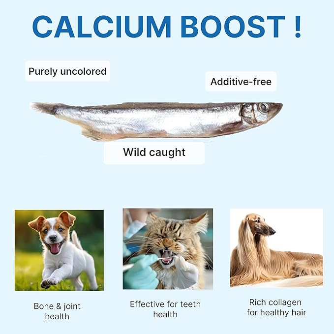 Puppyluv Capelin Treats for Dogs & Cats – Freeze-Dried Whole Fish, High Protein, Omega 3/6/9, Healthy Skin & Coat, Grain-Free, Natural Training Treats, 2.6oz x 3p