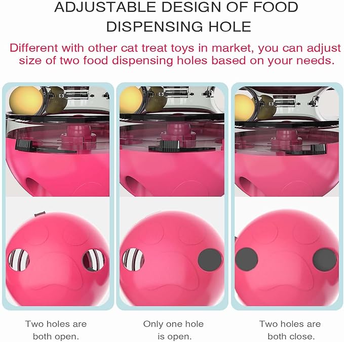 Interactive Cat Toy for Indoor Cats Wobble Treat Dispenser Ball Kitten Food Dispenser & Puzzle Feeder Balls & Enrichment Toys & Mental Stimulation Interactive Brain Game (Rose Red)