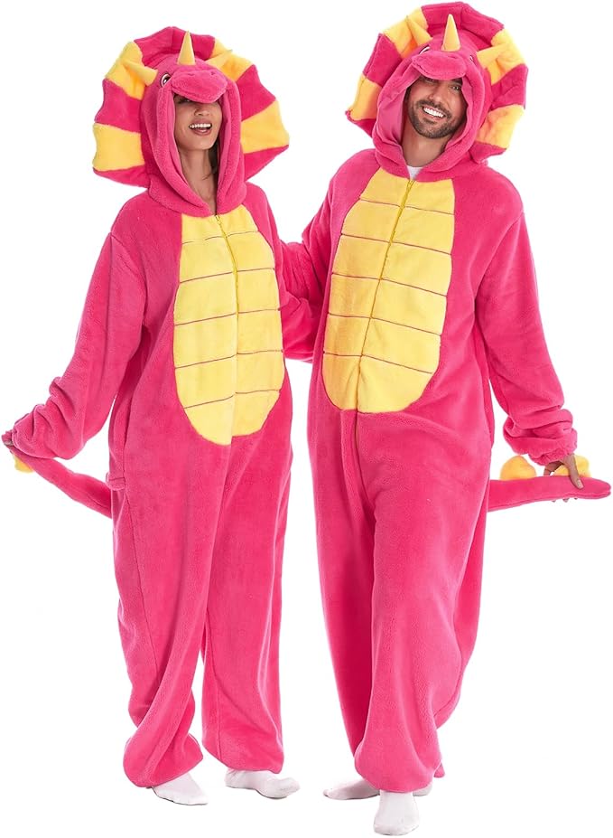 HSCTEK Fuzzy Teddy Fleece Adult Onesies Pajamas - Teen Long Sleeve Zip Up Hooded Blanket Sleep - One Piece Costume
