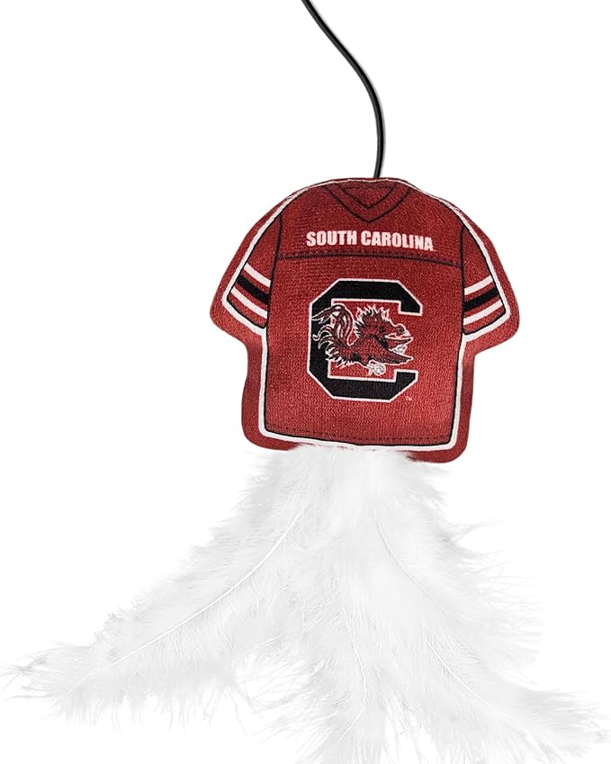 NCAA South Carolina Gamecocks Team Jersey Wand with CAT NIP, Cat Toy Jersey Shaped Plush Teaser Toy for Cats & Kittens - Interactive Pet Toy for Play & Exercise