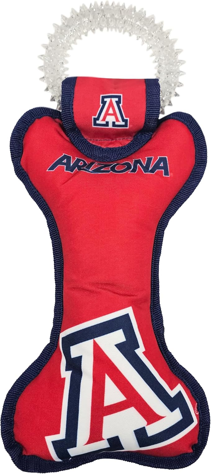 Pets First NCAA University of Arizona Wildcats Dental Dog TUG Toy with Squeaker. Tough PET Toy for Healthy Fun, Teething & Cleaning Pets Teeth & Gum