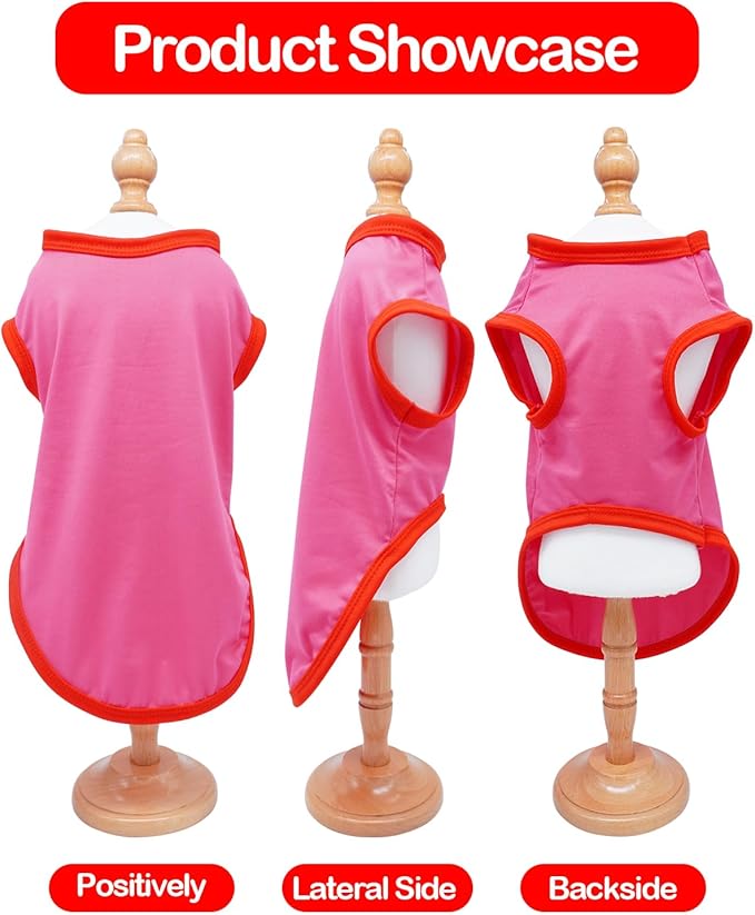 PET SHOW 4 Pack Blank Dog Shirts for Medium Large Dogs Female Tank Top Tee Solid Red Pink T-Shirts Pets Daily Plain Sleeveless Vest Dog Clothes Girls(Large)