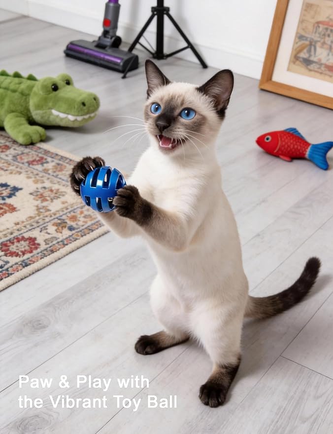 12 Pack Cat Toys 1.5 Inch Plastic Balls with Bell Colorful Hollow Interactive Chase Toys for Cats Kittens Indoor Outdoor Play