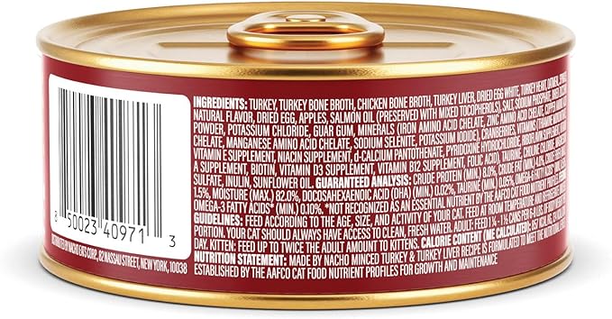 Made by Nacho Turkey & Turkey Liver Recipe Grain-Free Minced Wet Cat Food, 5.5-oz can, Case of 6