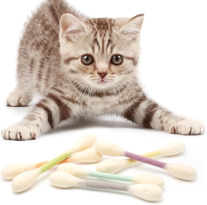 Glaciart One Swabs Cat Toys with Catnip - 6 Pk | Durable for Chew, Cute Cat Toys Interactive Kitty for Boredom, Exercise, & Play | Filled w/Organic Catnip for Anxiety & as Digestive Aid | Gift Idea
