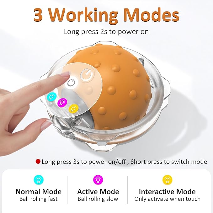 Salodal Interactive Cat Toys for Indoor Cats,Fast Moving Ball with Rabbit Cover,Bird Chirping Toy for Bored Indoor Adult Cats,Automatic Kitten Toys,Smart Self Play Ball,Motion Activated, Rechargeable