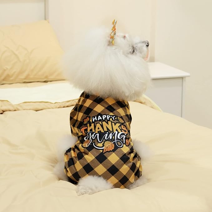 CuteBone Thanksgiving Dog Pajamas Costumes Pet Clothes Cat Apparel Shirt Winter Holiday Cute Pjs Outfits for Doggie Onesies P261XS X-Small