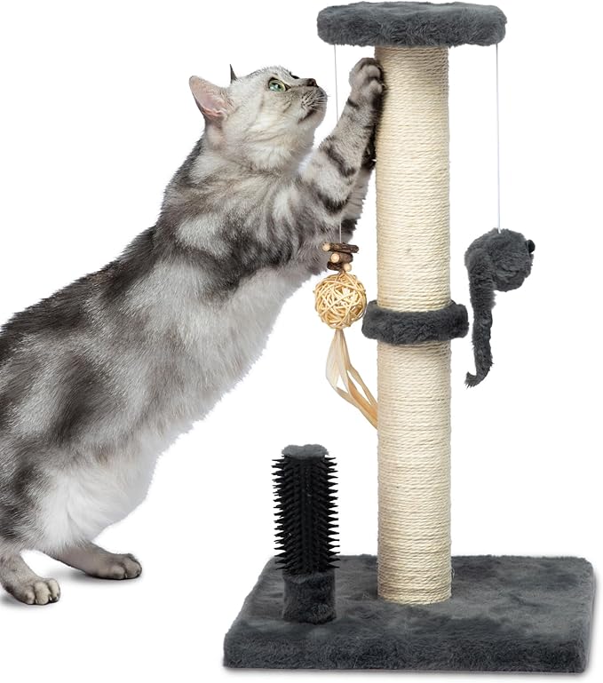 Best Pet Supplies Catify Cat Scratcher, Fun Interactive Scratchers, Posts, Poles, Claw Safe, Furniture Saver Indoor Play Support Natural Cat Behaviors Heavy Duty - Gray, 11.78 x 11.78