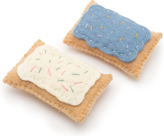 Glaciart One Wool Pop Tart Cat Toy Set with Catnip (2PCS) | for Interaction & Boredom Relief, Encourages Cats to Exercise & Play | Filled w/Organic Catnip to Help Sooth or Reduce Anxiety