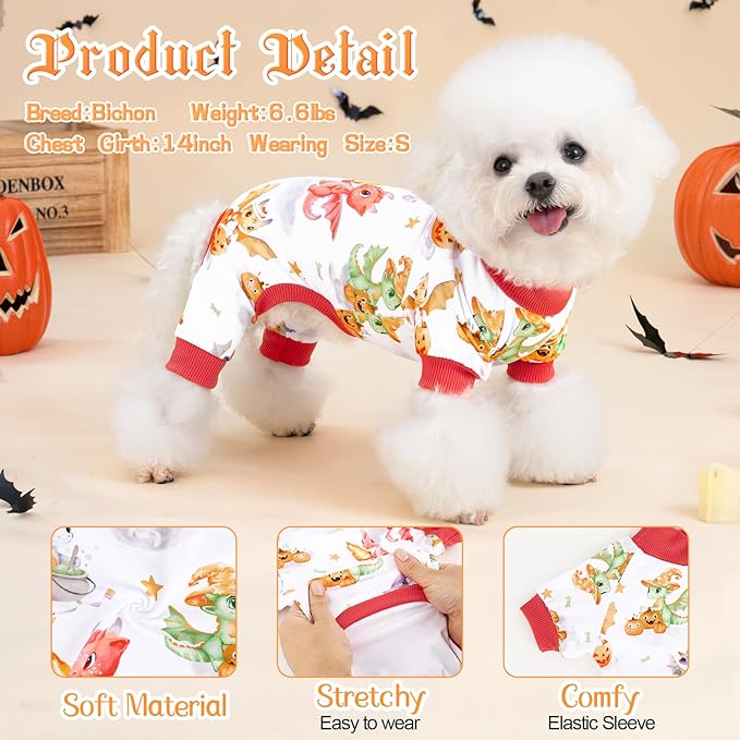 XPUDAC Halloween Dog Pajamas Funny Halloween Costumes for Doggy Comfy Pet Pjs for Small Medium Dogs Boy Girl Puppy Outfits Cat Apparel, L