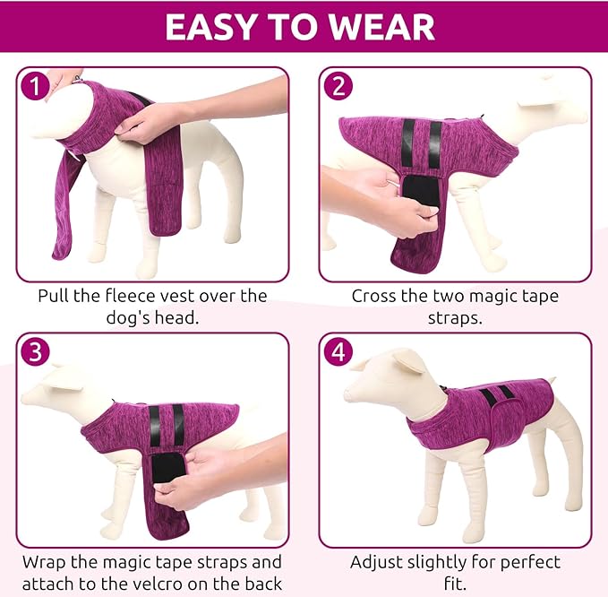 Queenmore Small Dog Sweaters, Soft Fleece Vest Pullover Dog Jacket with Leash Hole, Warm Winter Dogs Clothes Cold Weather Doggy Dachshund Sweater for Small Doggy Cats Boy or Girl (Cationic Berry, S)