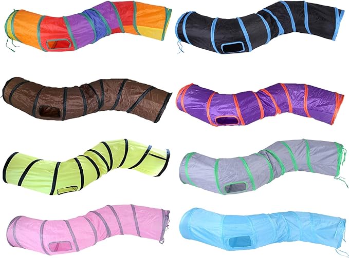 iCAGY Cat Tunnel for Indoor Cats Interactive, Rabbit Tunnel Toys, Pet Toys Play Tunnels for Cats Kittens Rabbits Puppies Crinkle Pop Up 47" Shape S