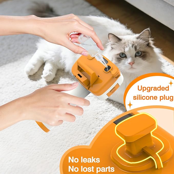 Cat Steam Brush,5-in-1 Self-Cleaning Steam Cat Brush with 3 Swap-in Heads (Grooming,Dematting,Deshedding),Spray Hair Removal Comb for Softens Fur & Reduces Static,Includes Waterless Shampoo