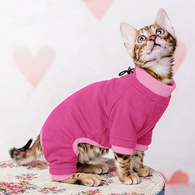 PUMYPOREITY Cat Anti-Licking Sweater – Reduce Over-Grooming & Fur Shedding, Daily Wear Shirt for Calm Cats, Soft & Breathable Skin Protection,Pink,XS