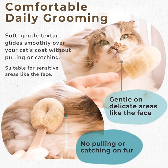 Wablade Cat Brush, Gentle Grooming Brush for Sensitive Cats & Kittens – Soft Grooming & Massage, Gently Removes Loose Surface Fur (Not a Deshedding Tool), Sisal, Made in Japan (Type-A)
