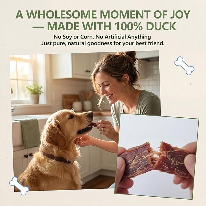 Duck Jerky Dog Treats, 100% Real Duck Breast, Single Ingredient Grain Free Dog Treats, High Protein Low Fat Training Treats for Dogs, Healthy Chewy Treats for Small Medium Large Dogs, 7 oz