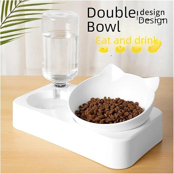 Double Bowl Automatic Watering Pet Anti-Overturn Plastic Cat Dog Cats Dogs Tableware